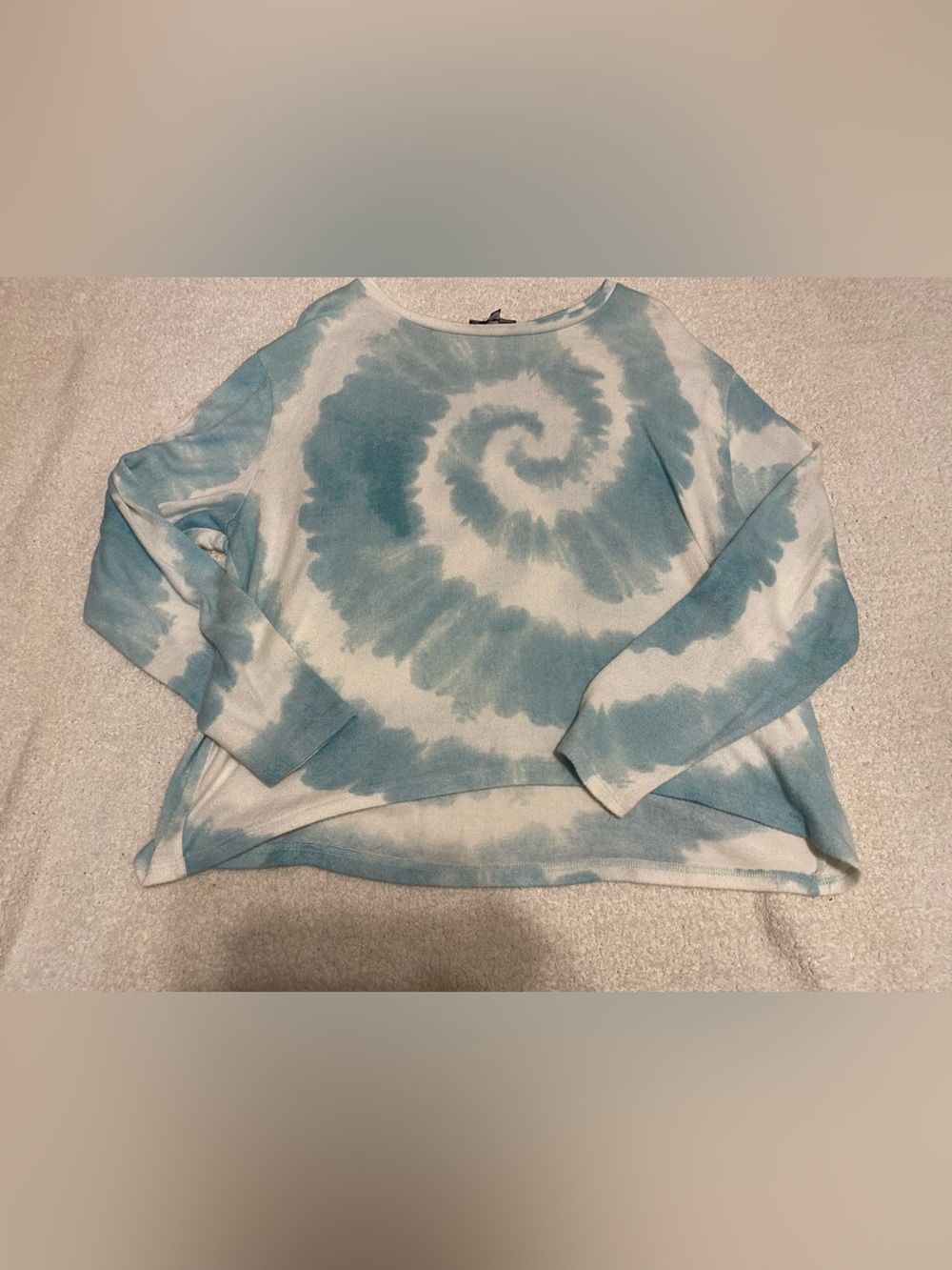 Tie-Dye Swirl Long Sleeve Top - Blue & White